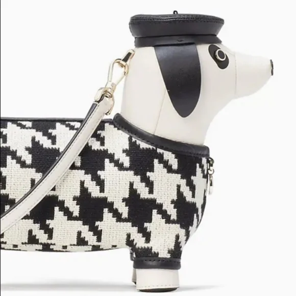 Kate Spade Claude Dachshund Houndstooth crossbody - Picture 4 of 7